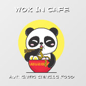Panda Beer Noodles Chinese Restaurant aanpassen Raamsticker (Vel)