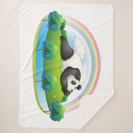Panda-Beer onder regenboog Sherpa Deken