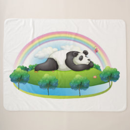 Panda-Beer onder regenboog Sherpa Deken