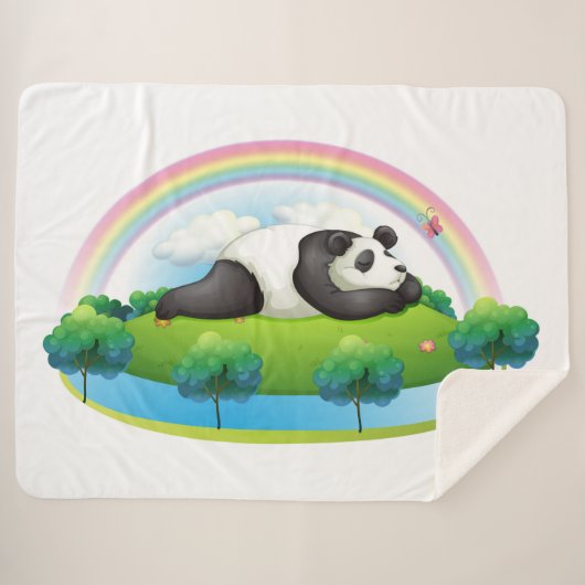 Panda-Beer onder regenboog Sherpa Deken (Voorkant (horizontaal))