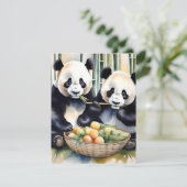 Panda-Beer onderzoek C - Waterverven Feestdagenkaart (Staand voorkant)