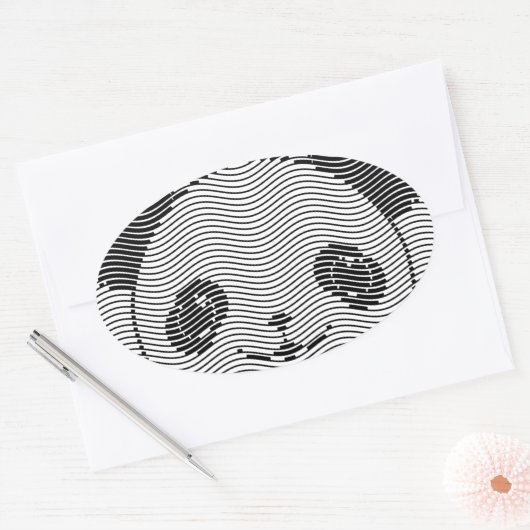 Panda-Beer op golflengte Ovale Sticker (Envelop)