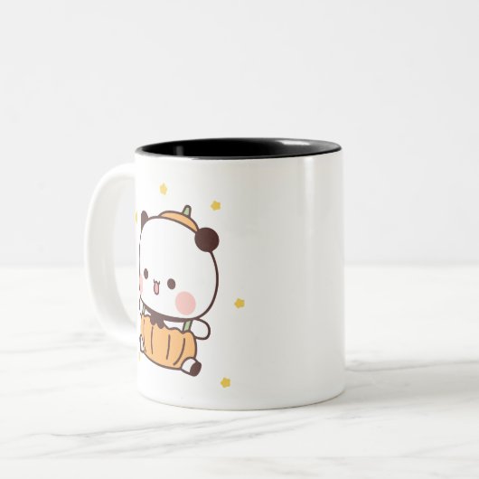 Panda beer paar, Schattigee bubu en dudu knuffels  Tweekleurige Koffiemok (Voorkant links)