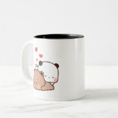 Panda beer paar, Schattigee bubu en dudu knuffels  Tweekleurige Koffiemok (Voorkant links)
