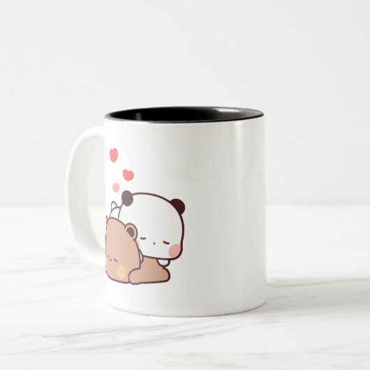 Panda beer paar, Schattigee bubu en dudu knuffels  Tweekleurige Koffiemok (Voorkant links)