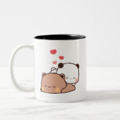 Panda beer paar, Schattigee bubu en dudu knuffels  Tweekleurige Koffiemok (Links)