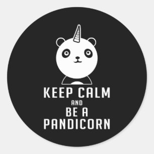 Panda Beer Pandicorn Keep Calm Funny Gift Idee Ronde Sticker