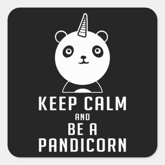 Panda Beer Pandicorn Keep Calm Funny Gift Idee Vierkante Sticker (Voorkant)