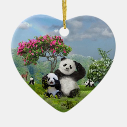 Panda beer Paradise Keramisch Ornament (Voorkant)