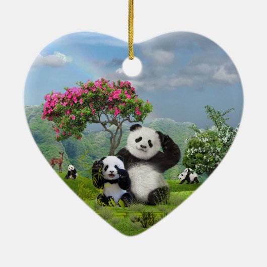Panda beer Paradise Keramisch Ornament (Achterkant)