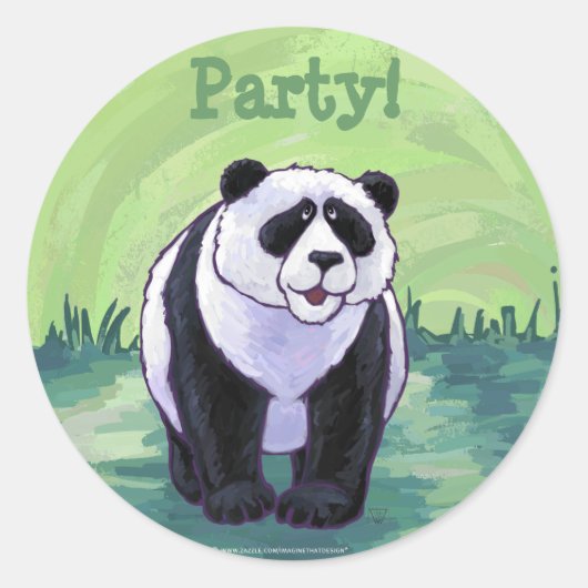 Panda Beer Party Center Ronde Sticker (Voorkant)