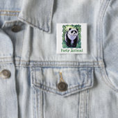 Panda Beer Party Center Vierkante Button 5,1 Cm (In situ)
