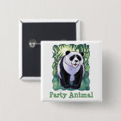 Panda Beer Party Center Vierkante Button 5,1 Cm (Voorkant /achterkant)