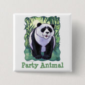 Panda Beer Party Center Vierkante Button 5,1 Cm (Voorkant)