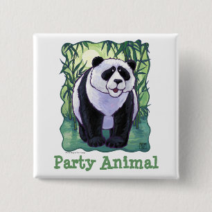 Panda Beer Party Center Vierkante Button 5,1 Cm