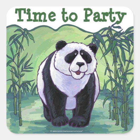 Panda Beer Party Center Vierkante Sticker (Voorkant)