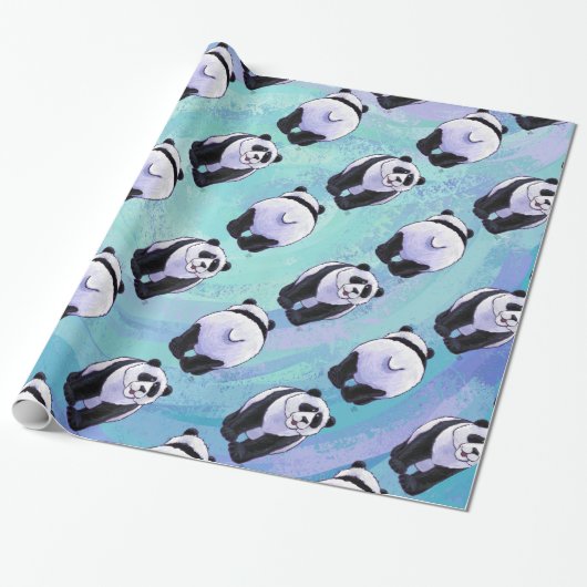 Panda Beer Patronen Cadeaupapier (Uitgerold)