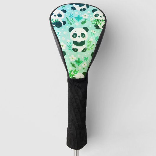 Panda Beer Patroon Groene Print Golfheadcover (Voorkant)