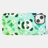 Panda Beer Patroon Groene Print iPhone Hoesje (Achterkant horizontaal)