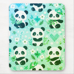 Panda Beer Patroon Groene Print Muismat