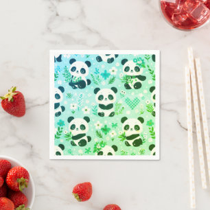 Panda Beer Patroon Groene Print Servet