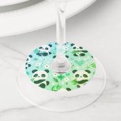 Panda Beer Patroon Groene Print Wijnglaslabel (Dichtbij)