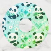Panda Beer Patroon Groene Print Wijnglaslabel (Achterkant)
