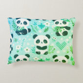 Panda Beer Pattern Green Print Accent Kussen (Achterkant)