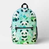 Panda Beer Pattern Green Print Bedrukte Rugzak (Voorkant)