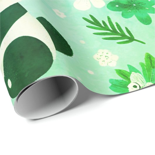 Panda Beer Pattern Green Print Cadeaupapier (Rol Hoek)