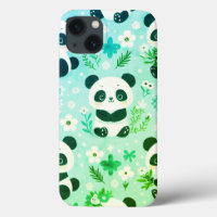 Panda Beer Pattern Green Print