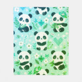 Panda Beer Pattern Green Print Fleece Deken (Voorkant)