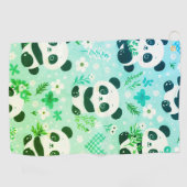 Panda Beer Pattern Green Print Golfhanddoek (Horizontaal)