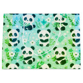Panda Beer Pattern Green Print Groot Cadeauzakje (Voorkant)