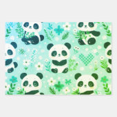 Panda Beer Pattern Green Print Inpakpapier Vel (Voorkant 2)