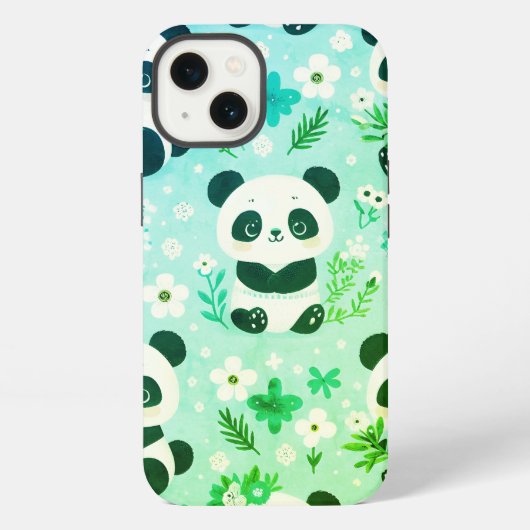 Panda Beer Pattern Green Print iPhone Hoesje (Achterkant)