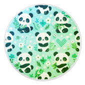 Panda Beer Pattern Green Print Keramische Knop (Voorkant)