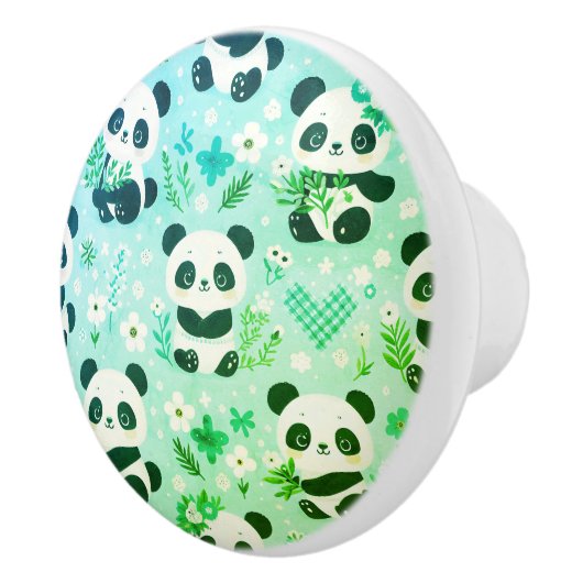 Panda Beer Pattern Green Print Keramische Knop (Rechts)