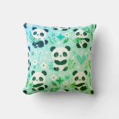 Panda Beer Pattern Green Print Kussen (Voorkant)