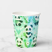 Panda Beer Pattern Green Print Papieren Bekers (Achterkant)