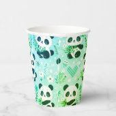 Panda Beer Pattern Green Print Papieren Bekers (Rechts)