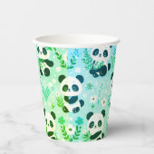 Panda Beer Pattern Green Print Papieren Bekers (Voorkant)