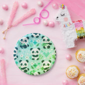 Panda Beer Pattern Green Print Papieren Bordje (Feest)