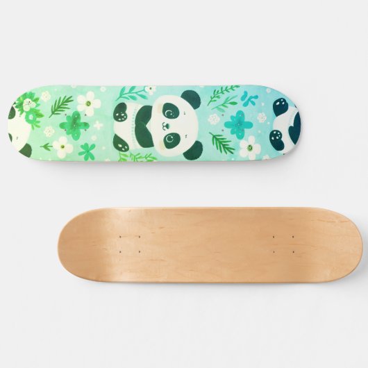 Panda Beer Pattern Green Print Persoonlijk Skateboard (Horizontaal)