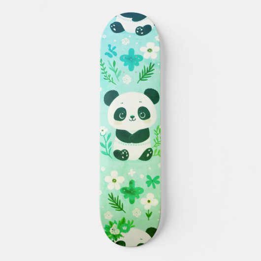 Panda Beer Pattern Green Print Persoonlijk Skateboard (Voorkant)