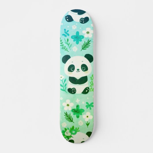 Panda Beer Pattern Green Print Persoonlijk Skateboard (Voorkant)