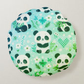 Panda Beer Pattern Green Print Rond Kussen (Achterkant)