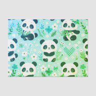Panda Beer Pattern Green Print Tissuepapier