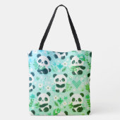 Panda Beer Pattern Green Print Tote Bag (Achterkant)