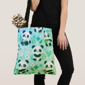 Panda Beer Pattern Green Print Tote Bag (Dichtbij)
